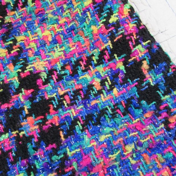 Saks Fifth Avenue Vintage 1980's David Hayes  Neon Tweed womens Jacket womens 8 - Picture 7 of 11